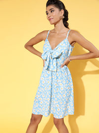 Athena Women Stunning Blue Floral Sun Dress