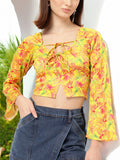 DressBerry Petal Prowess Floral Print Tie-Ups Top with Slit