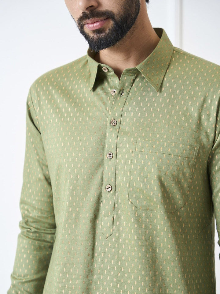 See Designs Ethnic Motif Printed Shirt Collar Pure Cotton Kurta