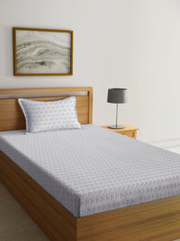 Myntra Elegant Homes Grey Geometric 300 TC Single Bedsheet with 1 Pillow Covers