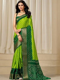 Kalini Women Dola Silk Bandhani Print Zari border Saree