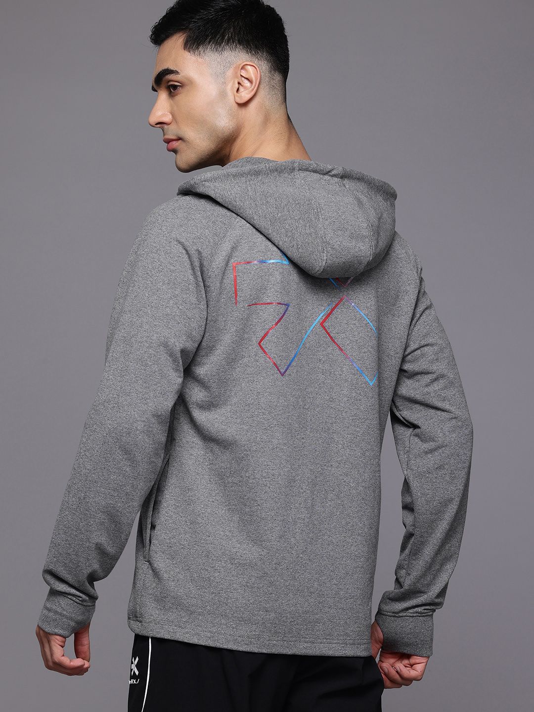 HRX by Hrithik Roshan Trial Tracers Brand Logo Printed Hooded Running  Sweatshirt