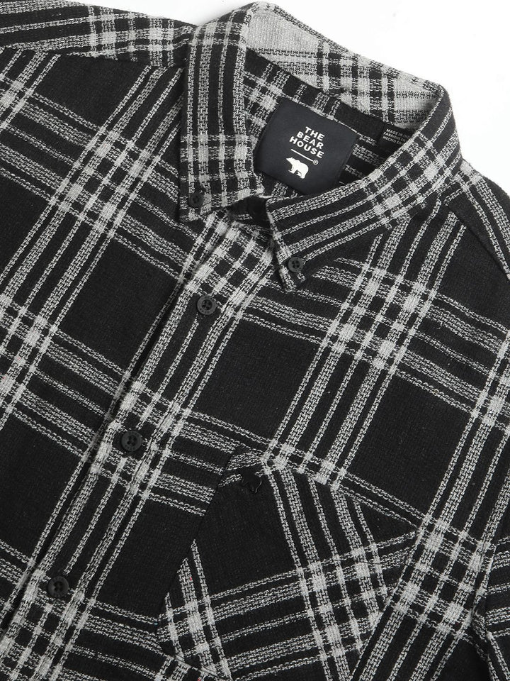 THE BEAR HOUSE Men's Checkered Slim Fit Casual Shit