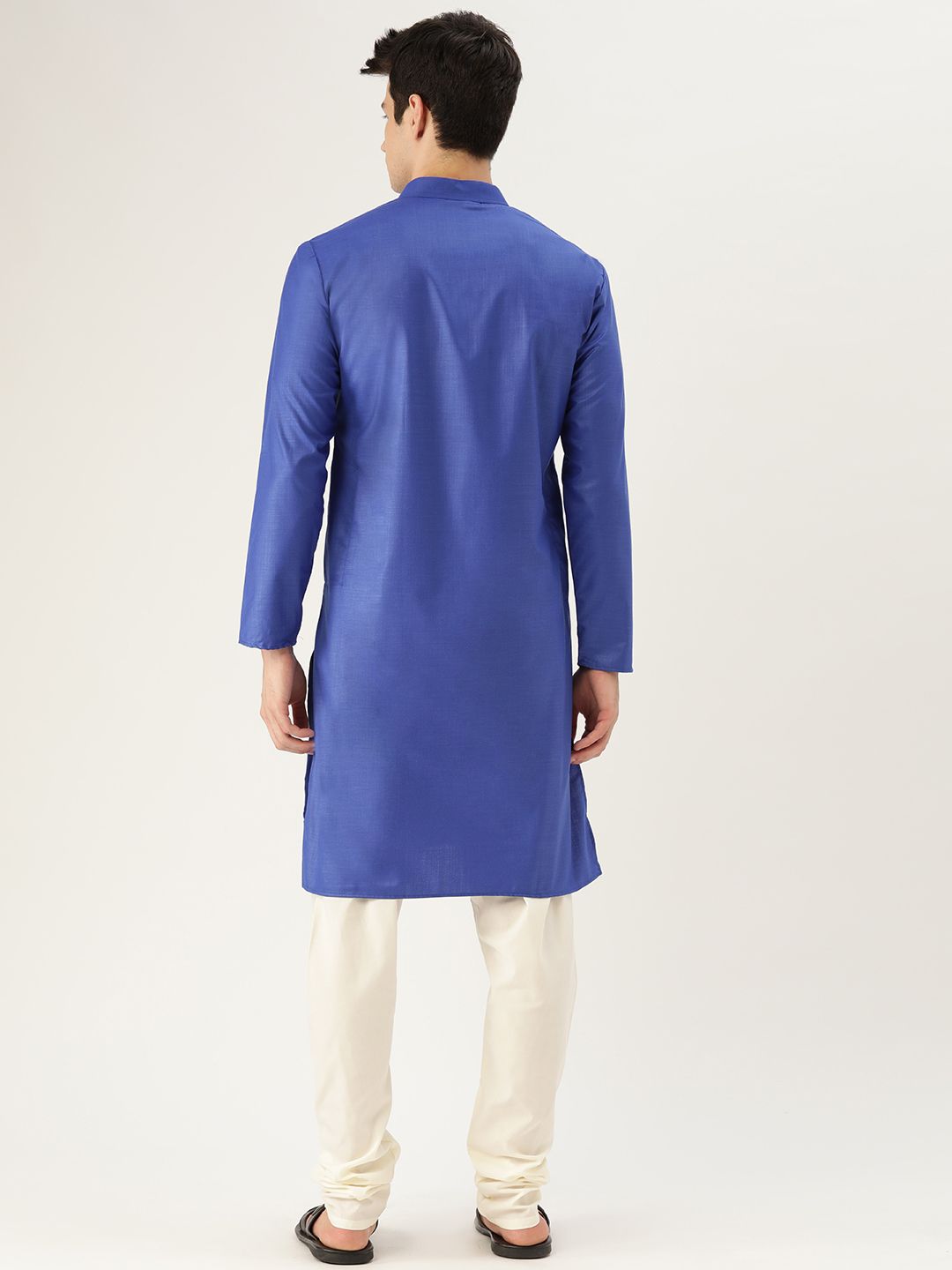 SOJANYA Men Blue Solid Angrakha Straight Kurta