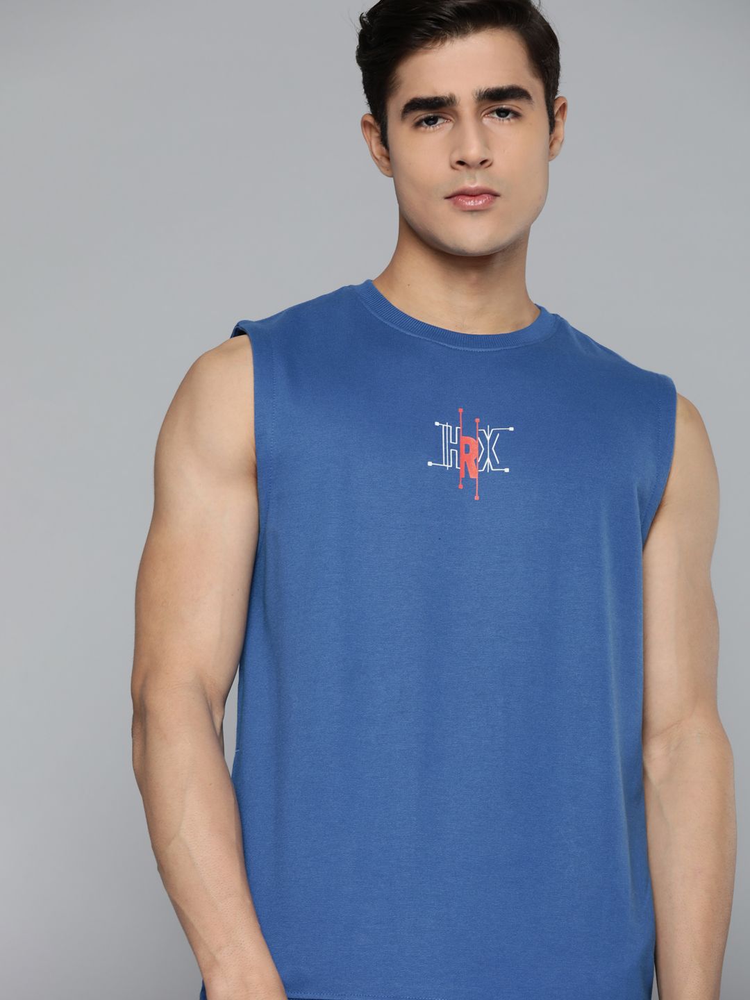 HRX by Hrithik Roshan Men Blue Printed Sweatshirt