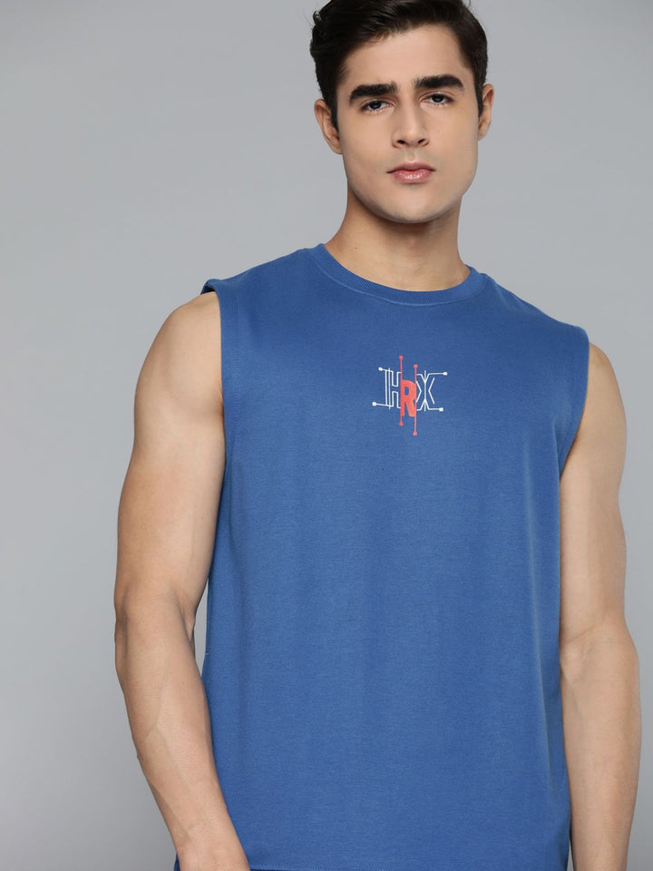 HRX by Hrithik Roshan Men Blue Printed Sweatshirt