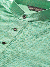 SOJANYA Lelaki Sea Green Woven Design Kurta Lurus