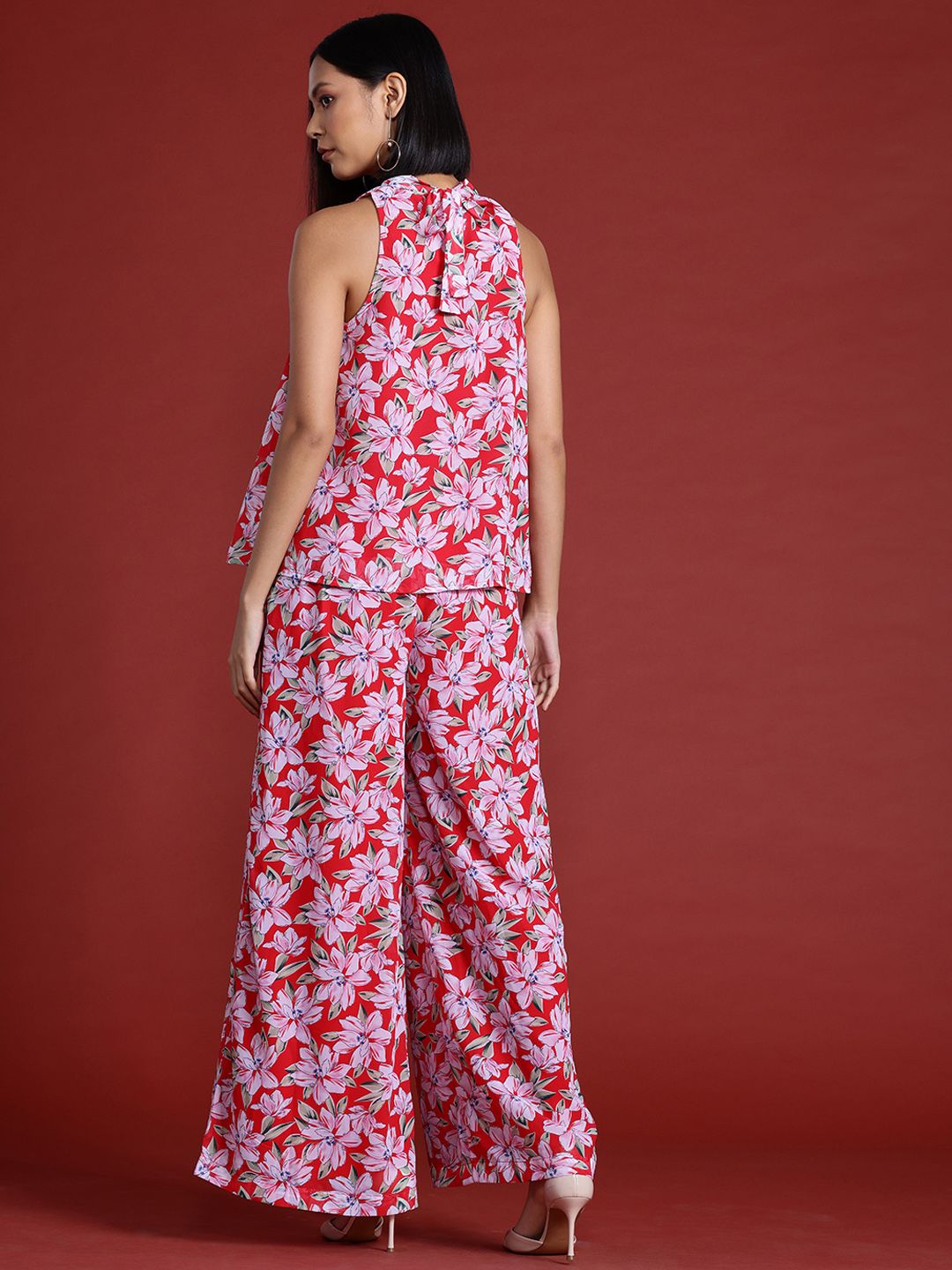 all about you Floral Print Halter Neck Top with Trousers Co-Ord Set