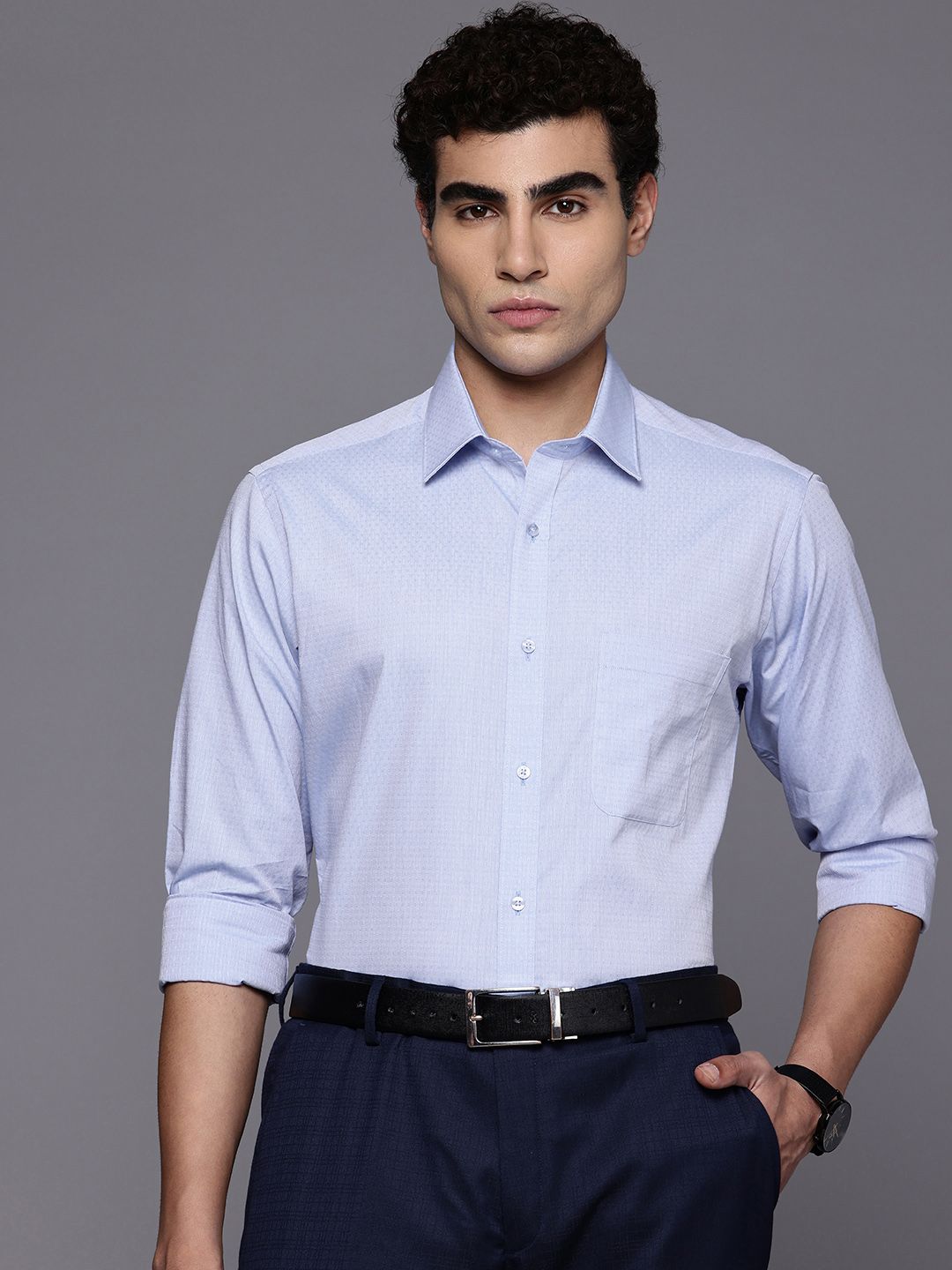 Raymond Slim Fit Textured Pure Cotton Formal Shirt