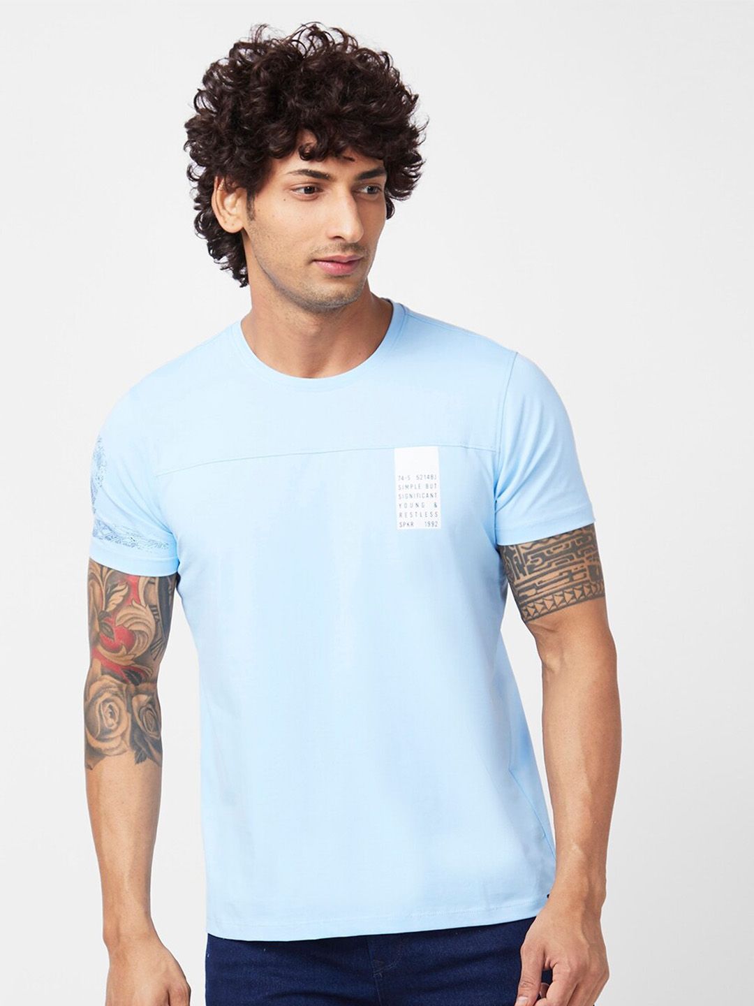 SPYKAR Round Neck Slim Fit Cotton T-shirt