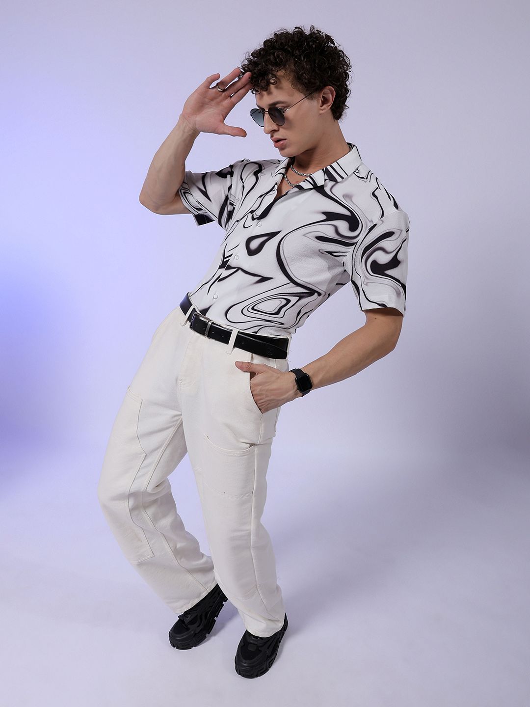 The Indian Garage Co Men Relaxed Fit Abstract Print Textuted Resortwear Shirt