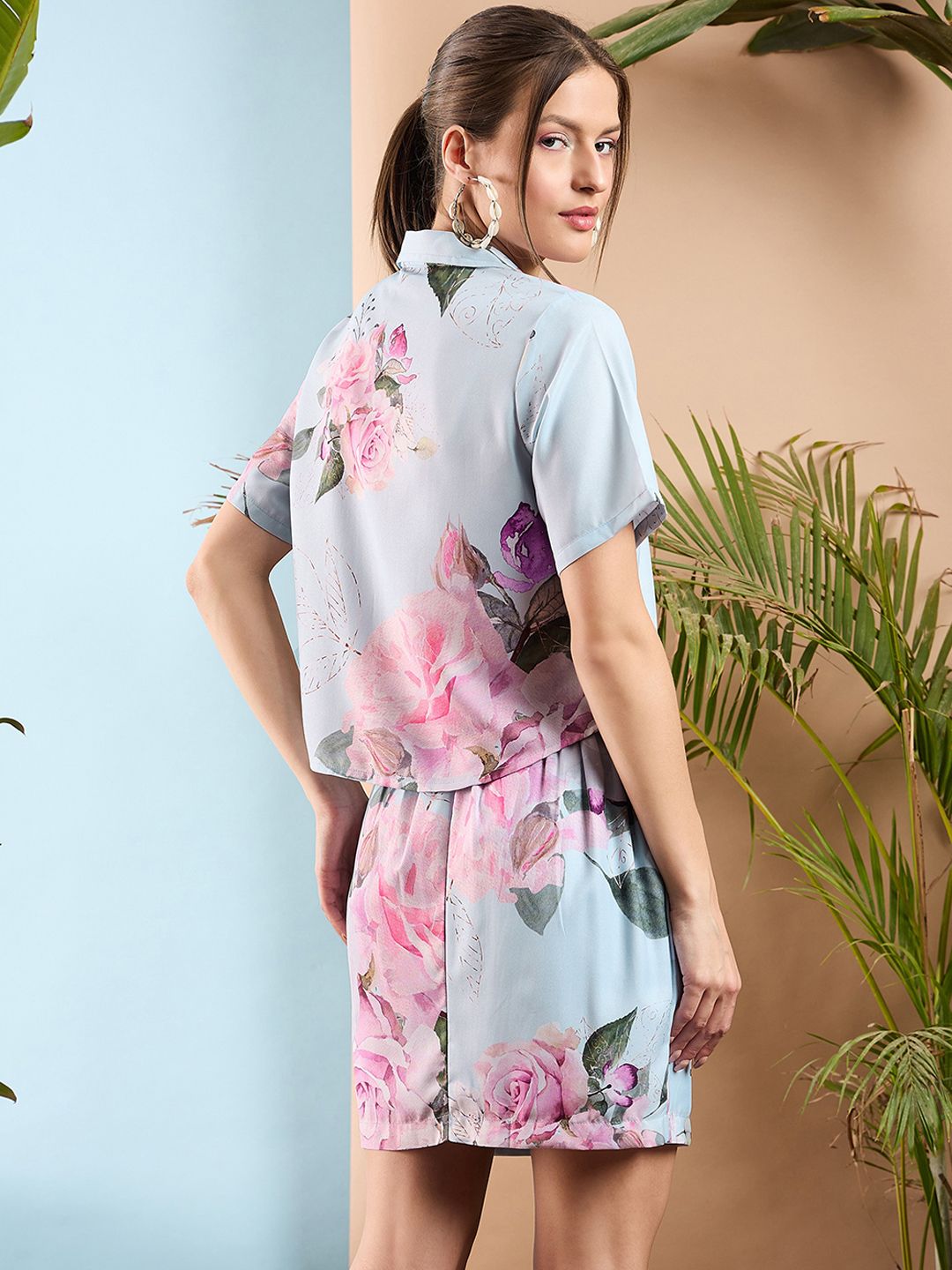 SASSAFRAS Blue Floral Printed Shirt & Trousers