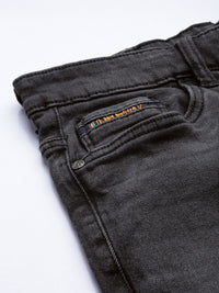 The Indian Garage Co Men Charcoal Slim Fit Low Distress Light Fade Stretchable Jeans