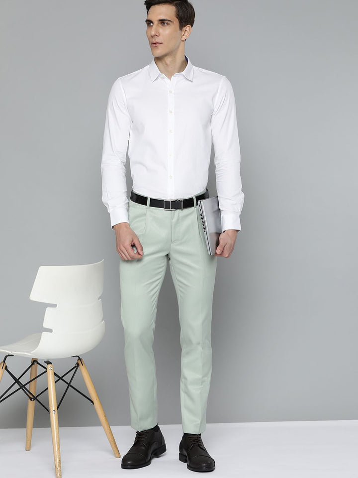 DENNISON Men Green Smart Tapered Fit Pleated Trousers