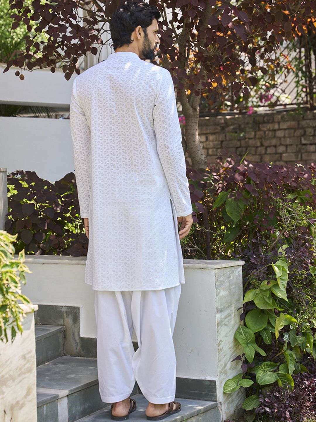 See Designs Embroidered Mandarin Collar Regular Pure Cotton Kurta with Salwar
