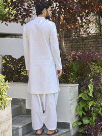 See Designs Embroidered Mandarin Collar Regular Pure Cotton Kurta with Salwar