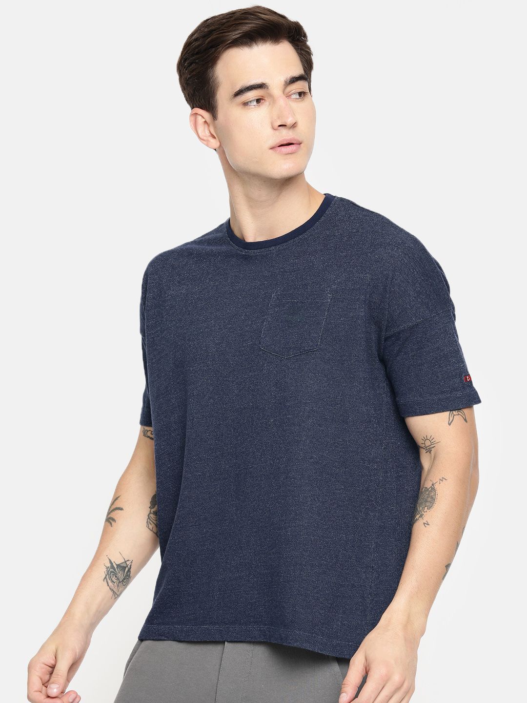 Being Human Men Solid Round Neck Pure Cotton T-shirt