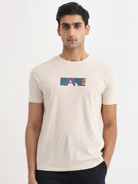 RARE RABBIT Men Caxton Typography Printed Pure Cotton Slim Fit T-Shirt