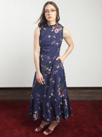 RAREISM High Neck Floral Printed A-Line Dress