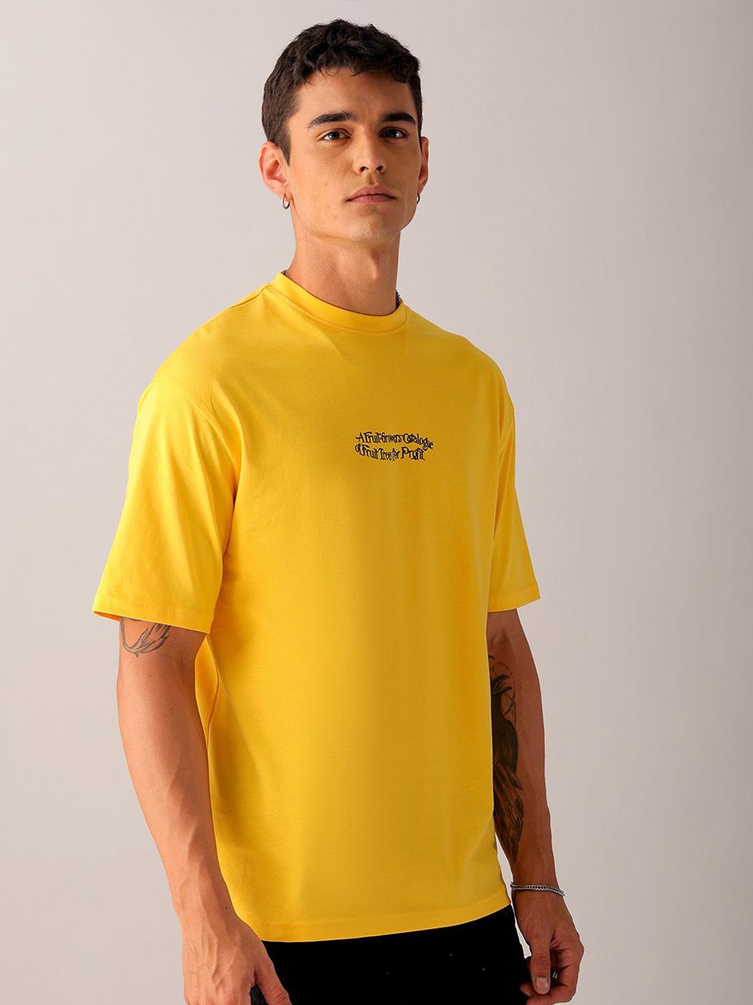 The Indian Garage Co Men Back Printed Boxy Oversized Round Neck T-shirt