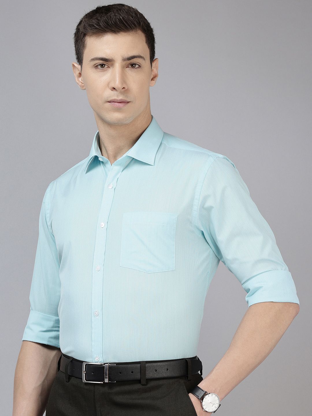 Park Avenue Slim Fit Textured Self Design Formal Shirt