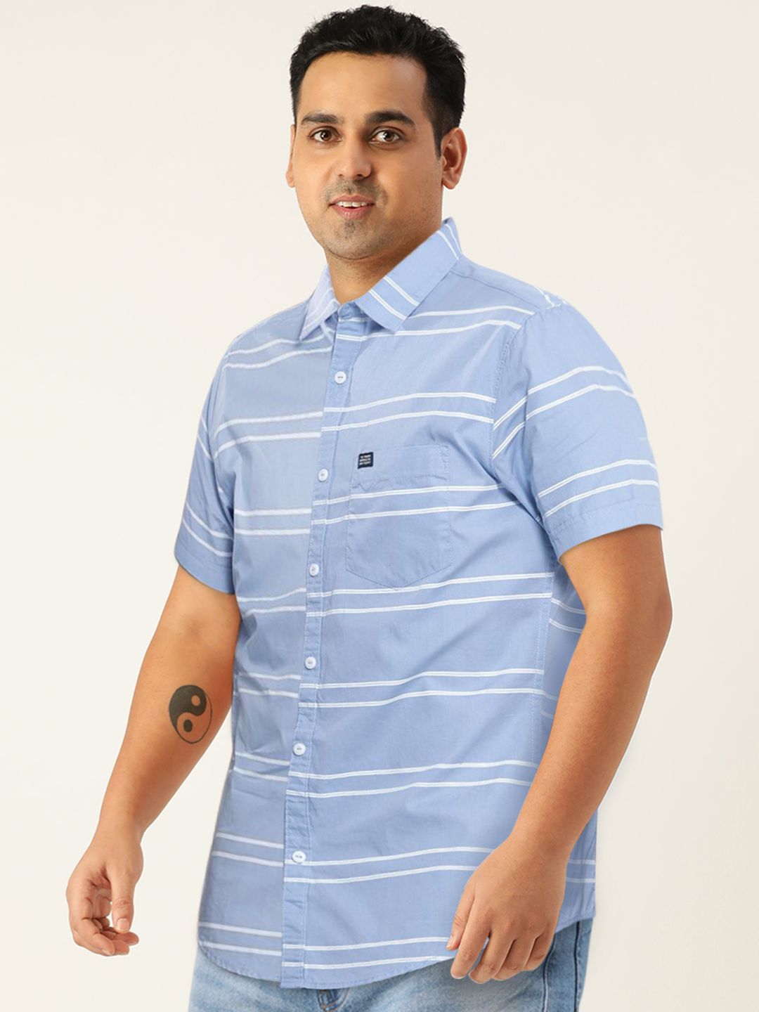 The Indian Garage Co Men Blue Horizontal Stripes Striped Casual Shirt