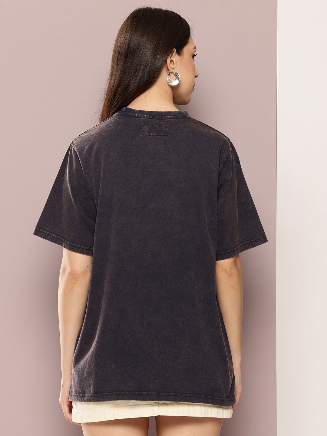 DILLINGER Women's Acid Washed Oversized Printed Tshirt
