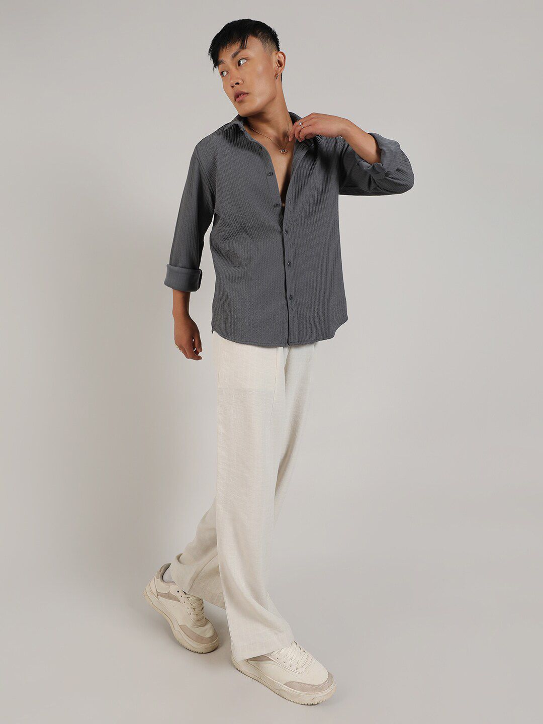 Campus Sutra Comfort Spread Collar Long Sleeves Casual Shirt