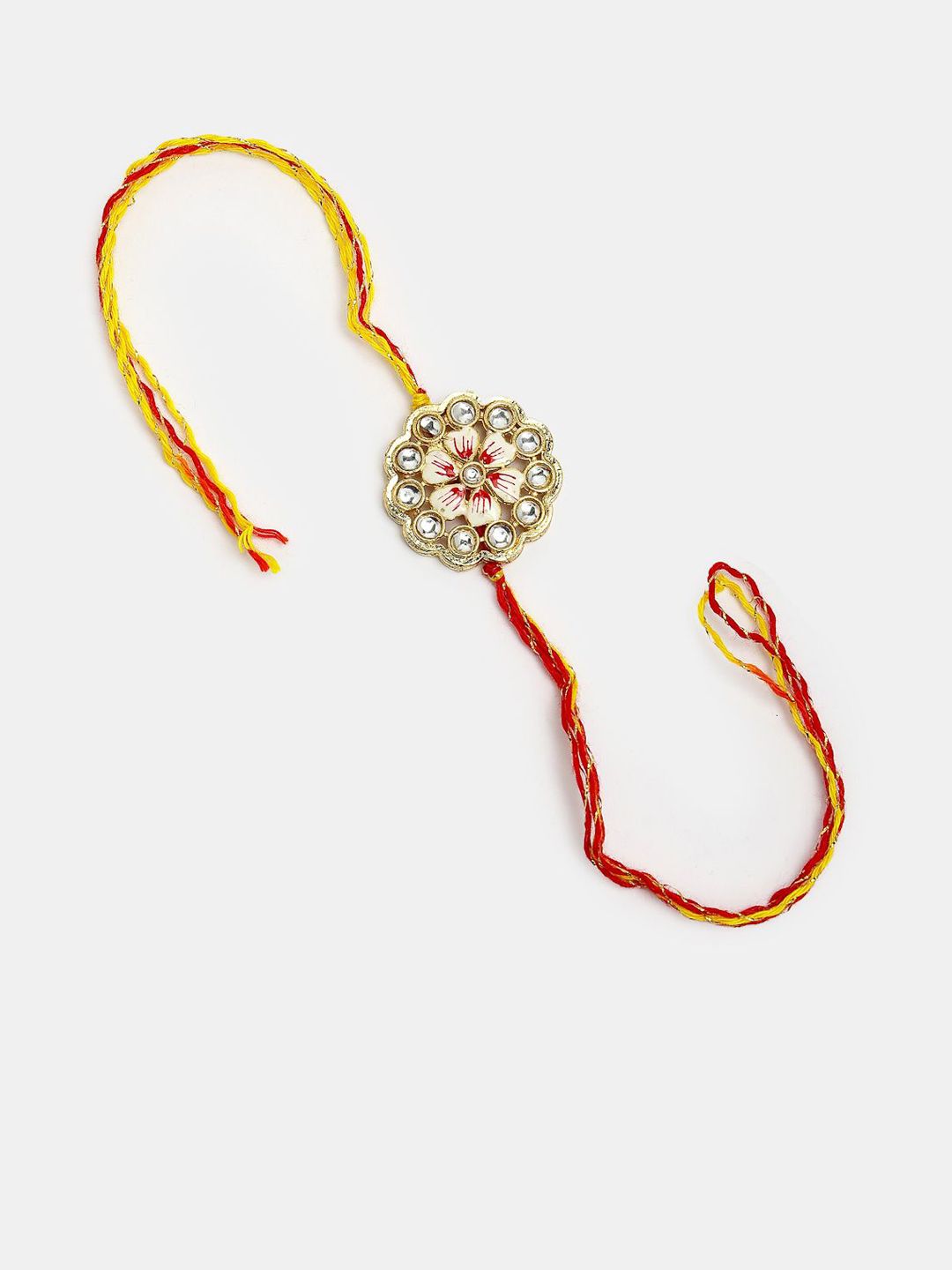 NVR Set of 2 Kundan-Studded Bhaiya Bhabhi Rakhi Set With Roli Chawal