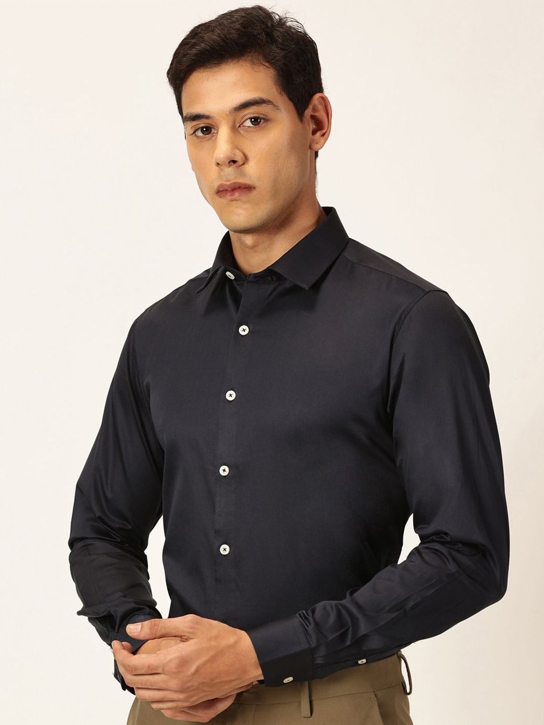 Thomas Scott Men Cotton Slim Fit Opaque Formal Shirt