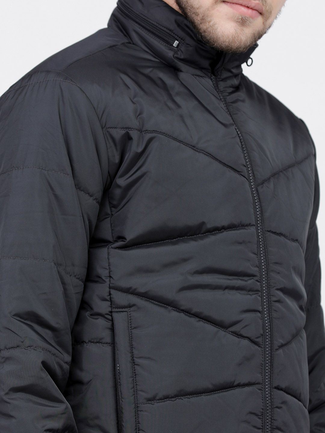 HIGHLANDER Men Black Hooded Padded Jacket