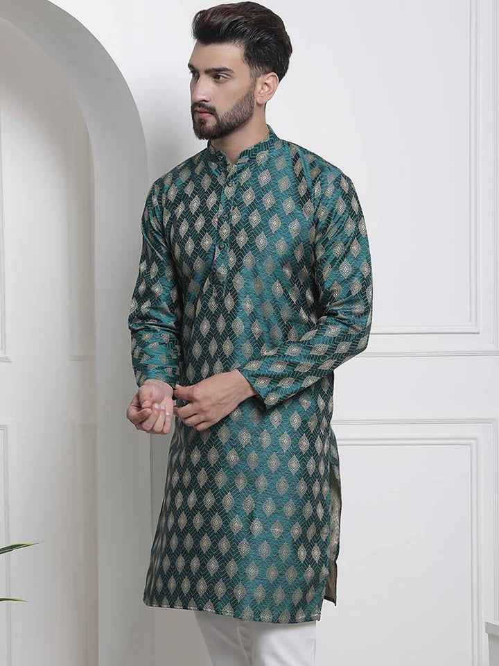 SOJANYA Motif Etnik Tenunan Kurta Kapas Sutera