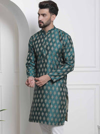 SOJANYA Motif Etnik Tenunan Kurta Kapas Sutera