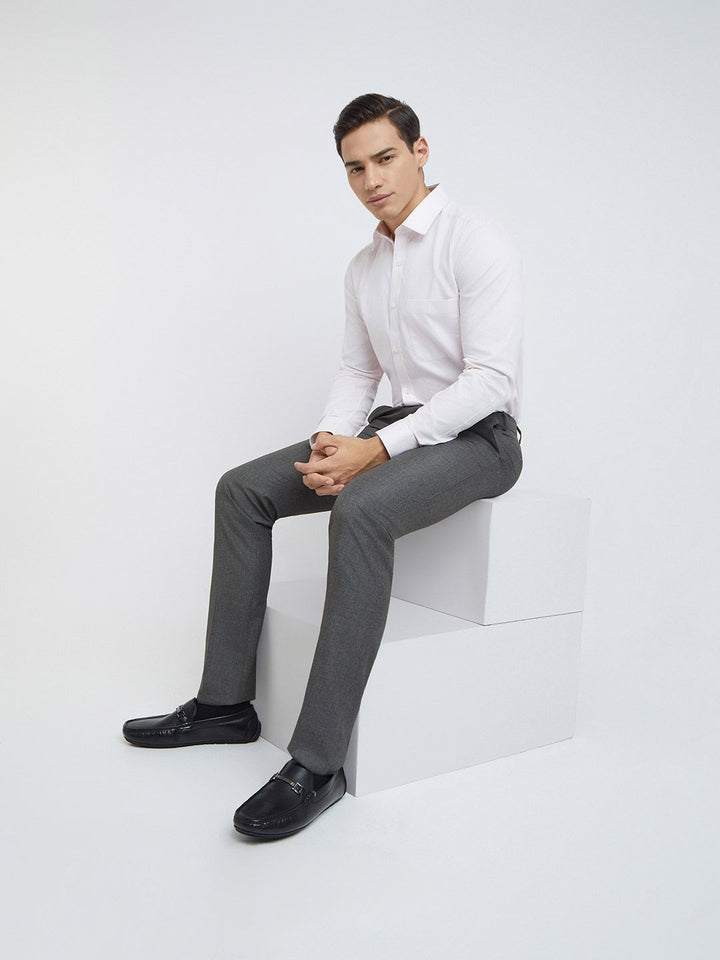 Raymond Men Pure Cotton Slim Fit Micro Checks Opaque Formal Shirt