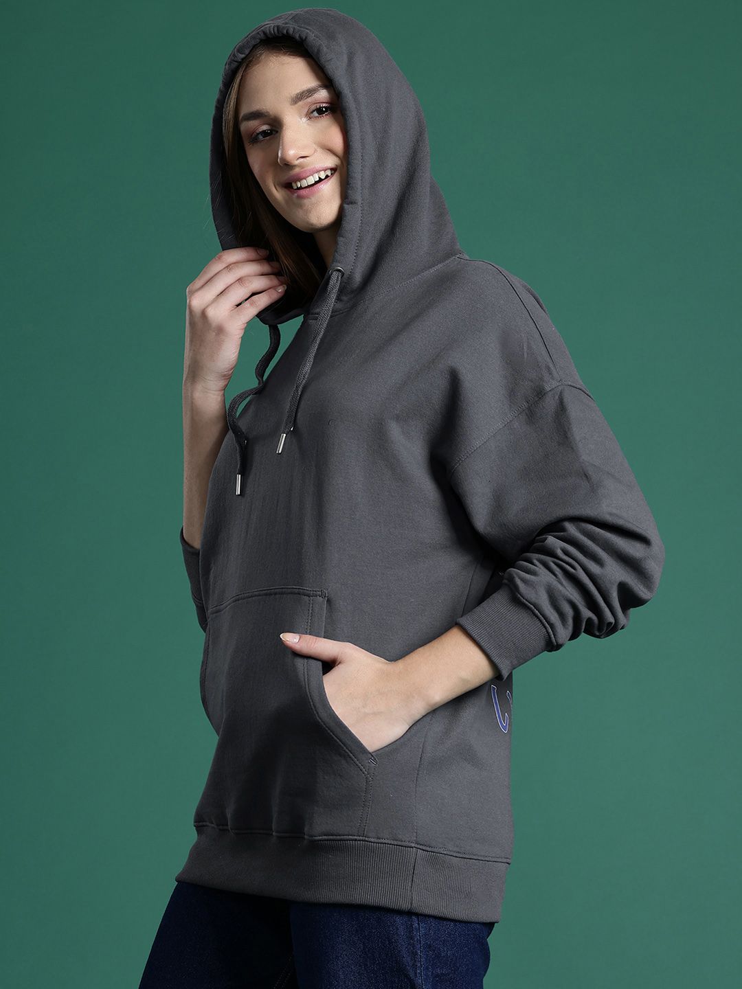 DressBerry Women Printed Hooded Sweatshirt