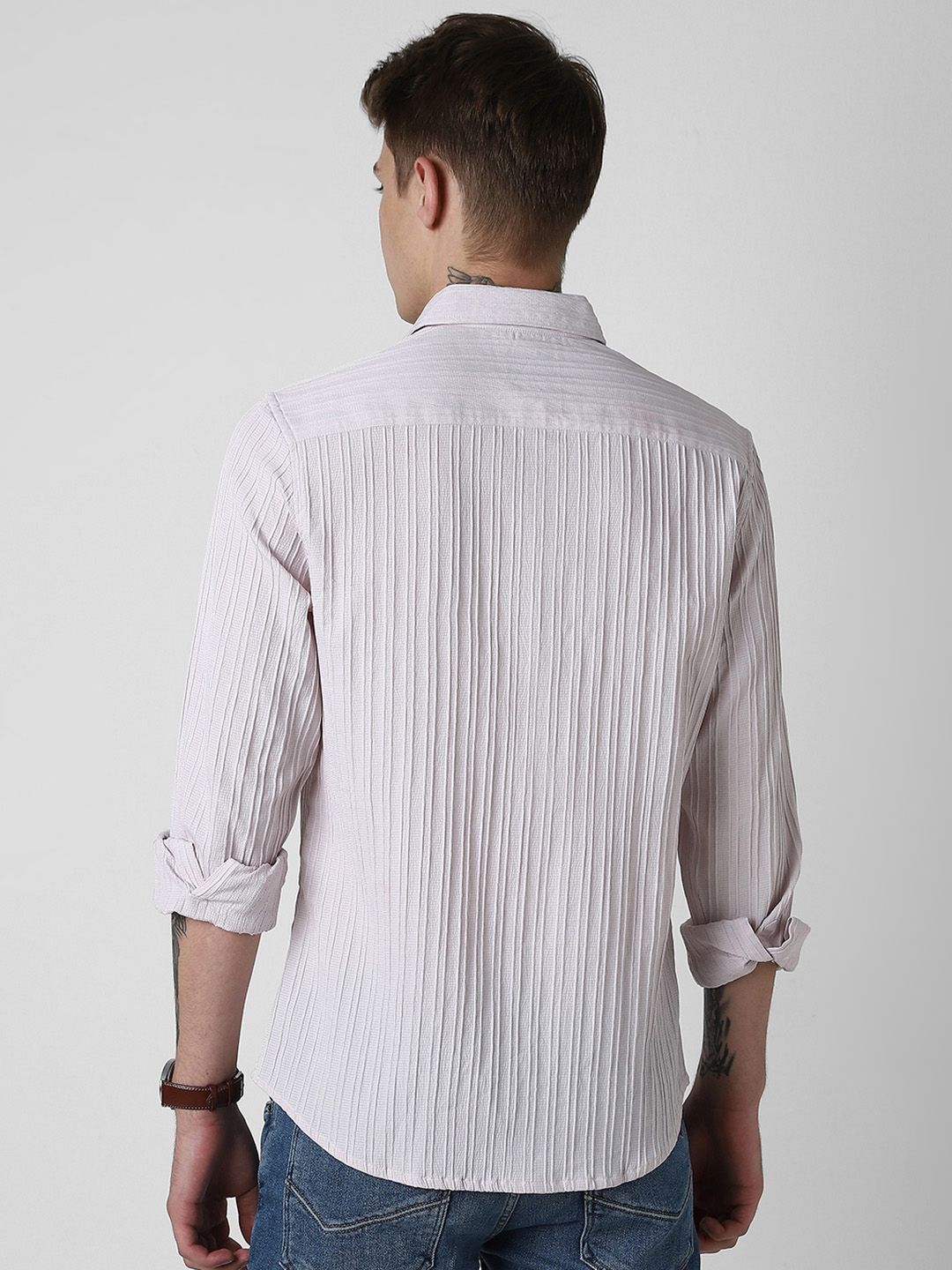 VASTRADO Men Classic Slim Fit Opaque Striped Casual Shirt