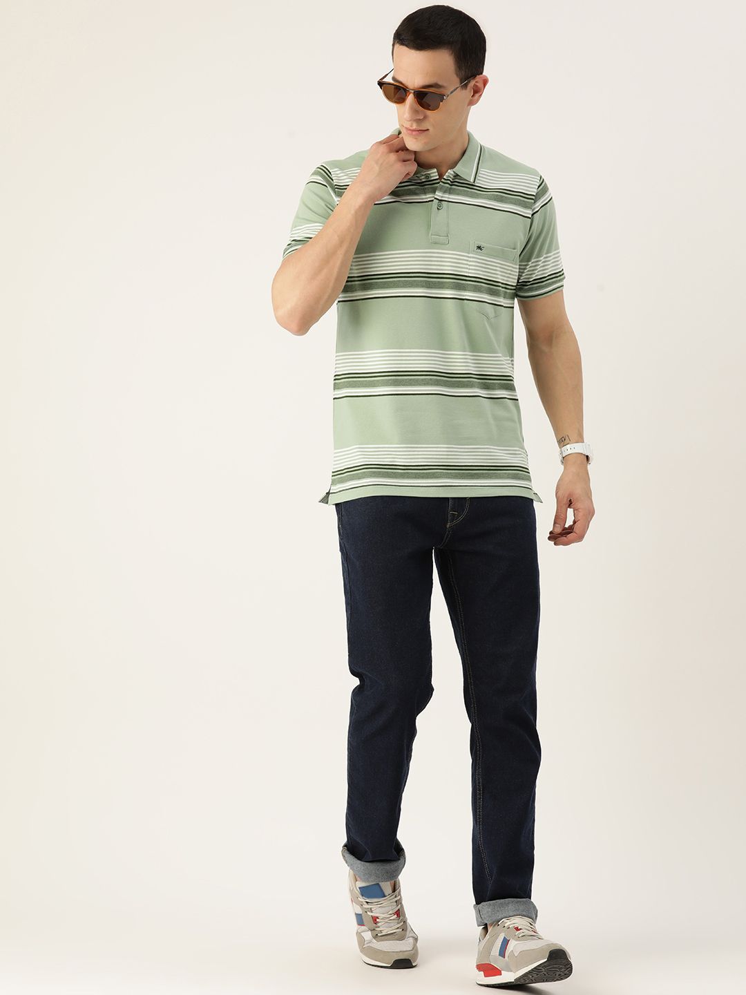 Monte Carlo Men Striped Polo Collar T-shirt
