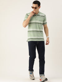 Monte Carlo Men Striped Polo Collar T-shirt