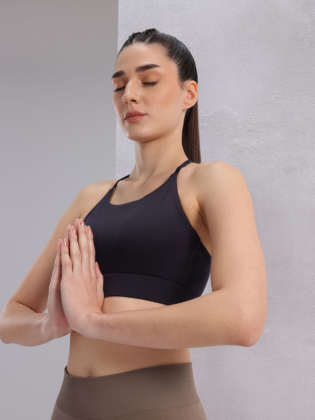 HRX by Hrithik Roshan Styled Back Lightly Padded Rapid-Dry Yoga Bra