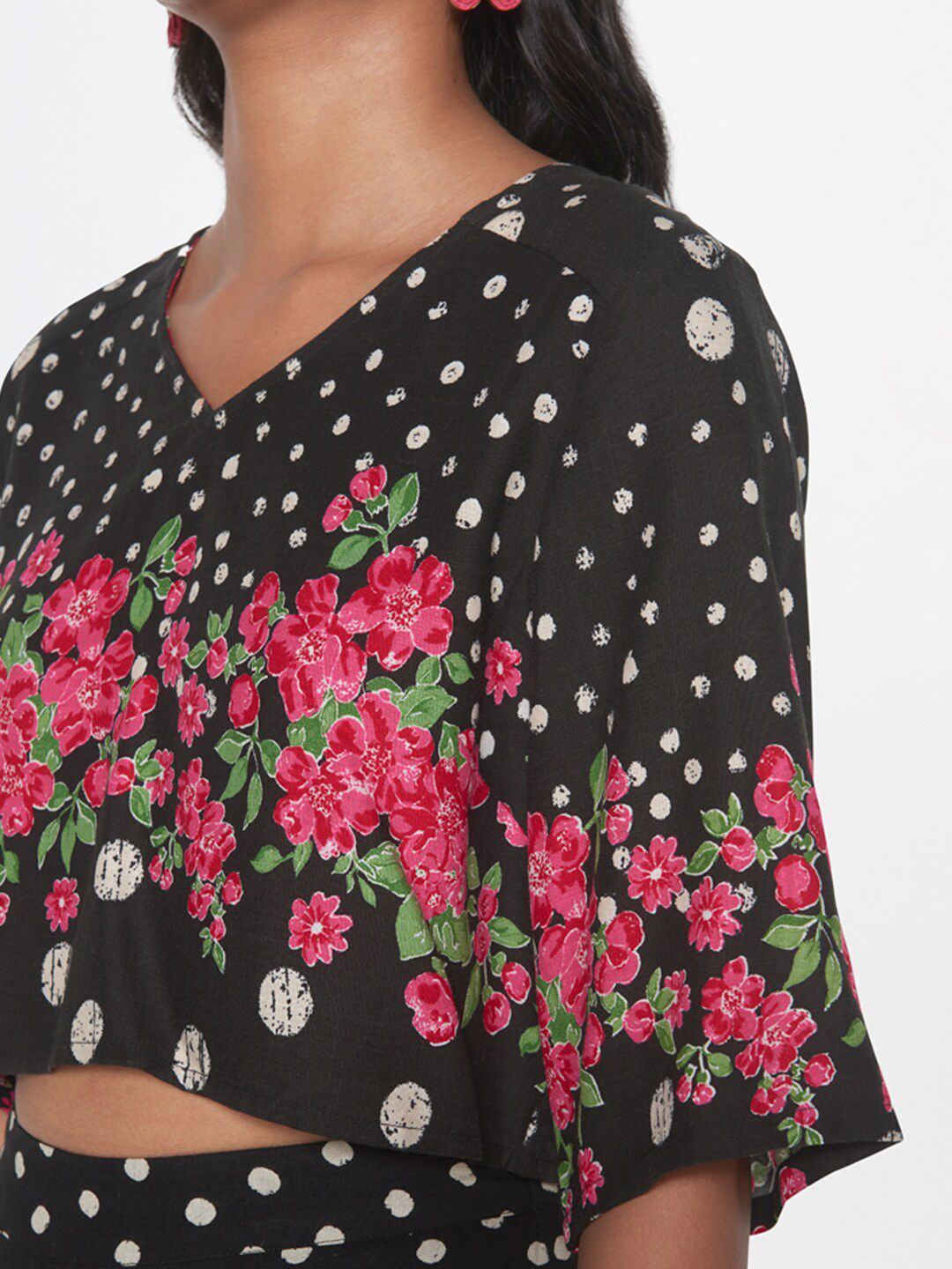 Global Desi Women Black Printed Top with Palazzos