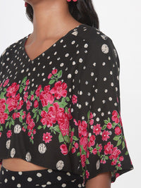 Global Desi Women Black Printed Top with Palazzos