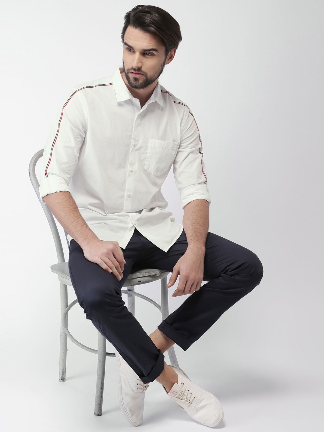 HIGHLANDER Men White Slim Fit Casual Shirt