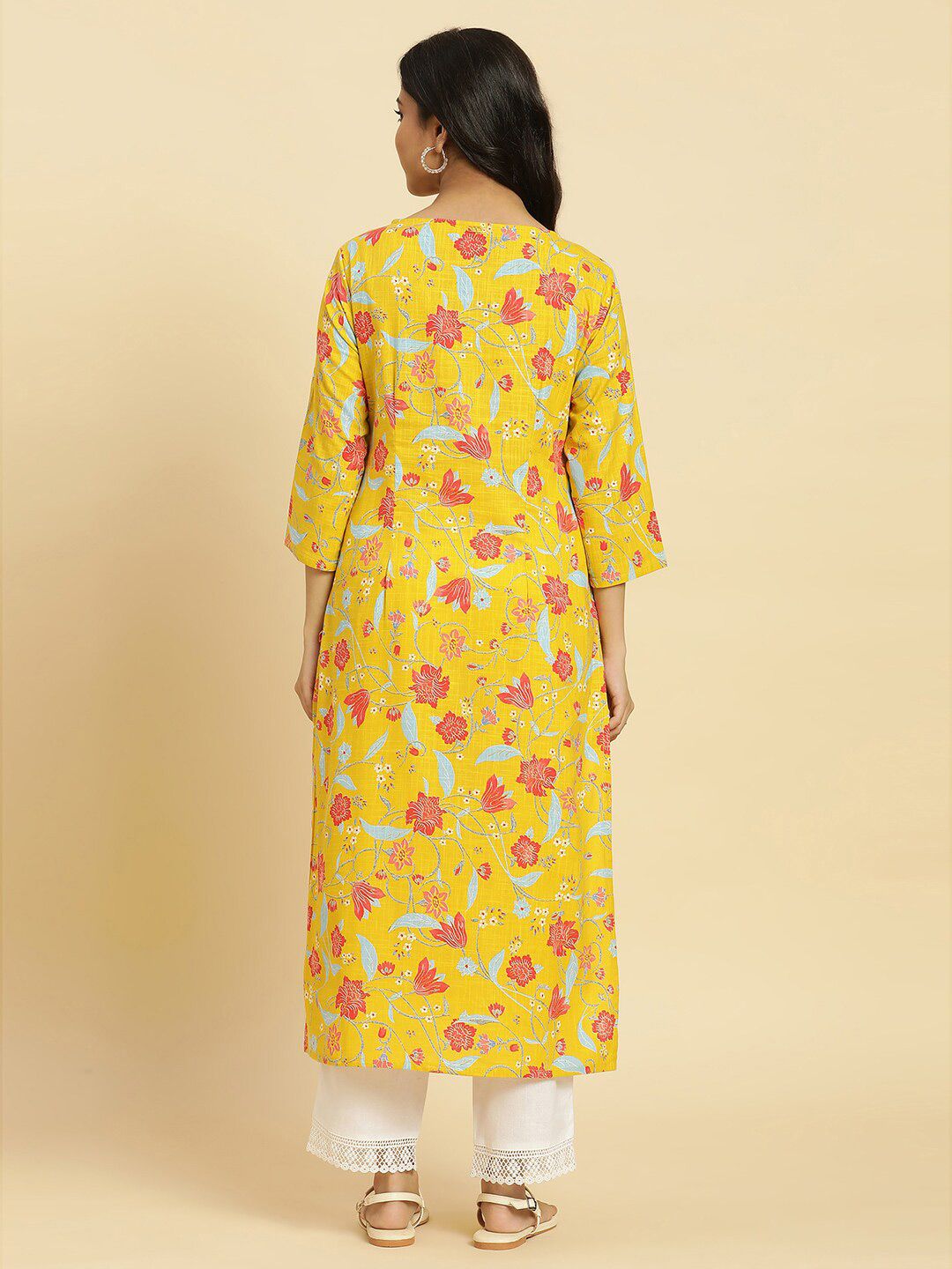 W Floral Printed Cotton Kurta