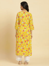 W Floral Printed Cotton Kurta