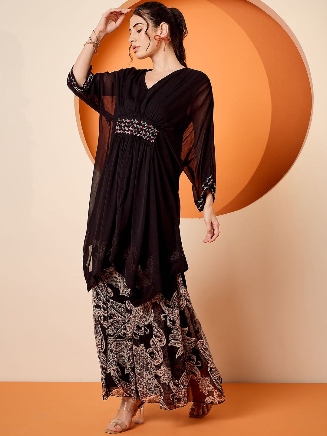 Antheaa Embellished Top & Palazzo