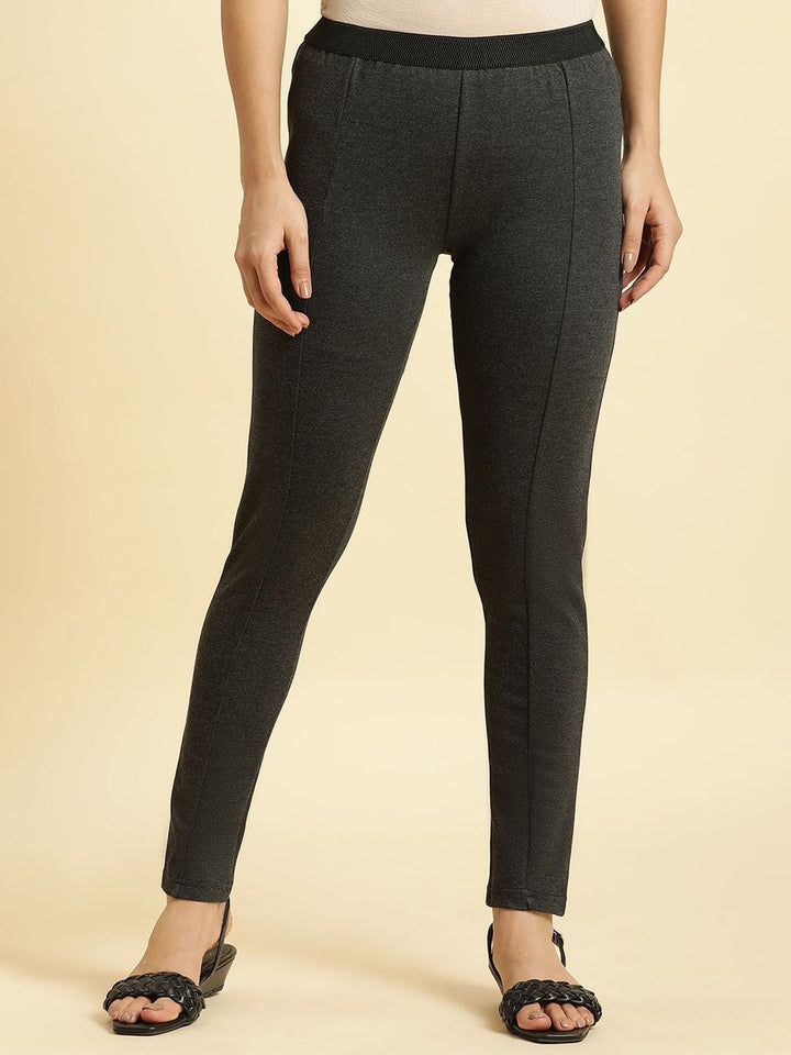 W Women Slim Fit Mid-Rise Plain Trousers