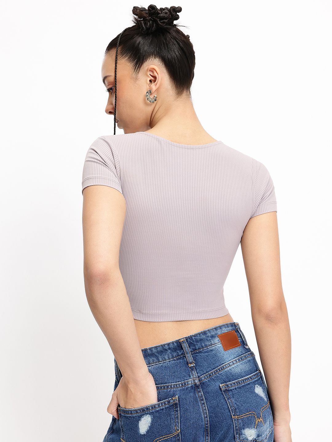DressBerry Cozy Contour Wrap Style Ribbed Crop Top