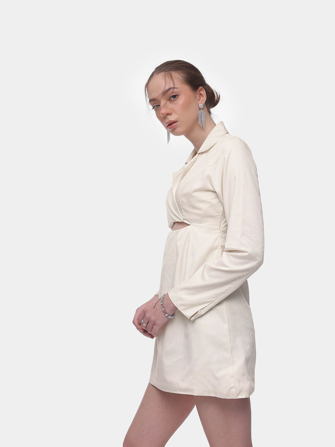 French Connection Lapel Collar Cut-Outs A-Line Mini Dress