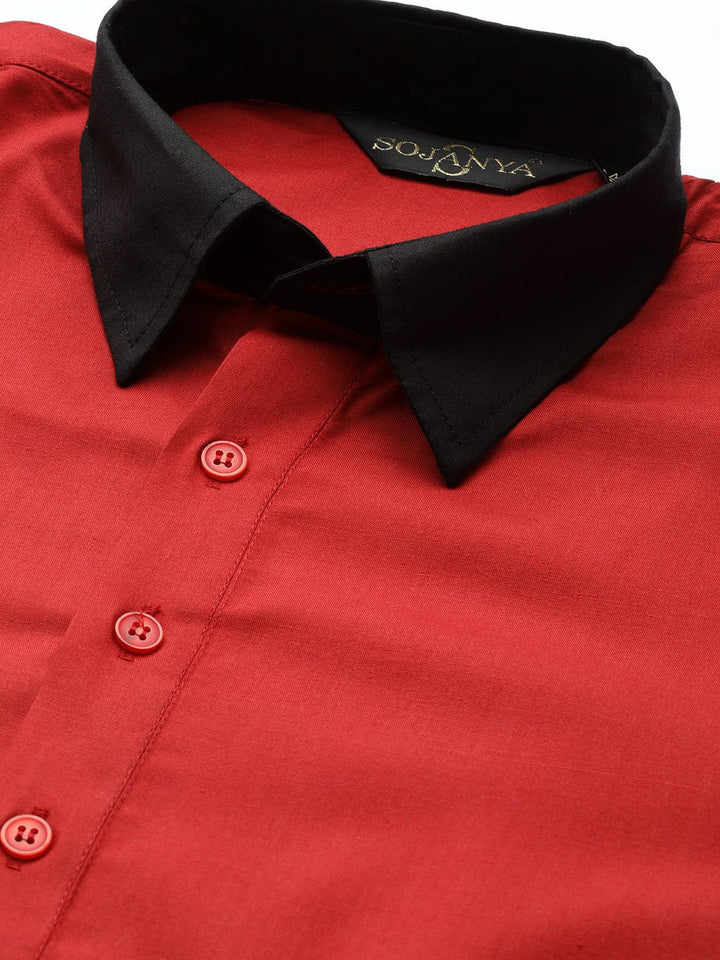 SOJANYA Lelaki Merah Solid Kurta Lurus