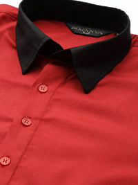 SOJANYA Lelaki Merah Solid Kurta Lurus